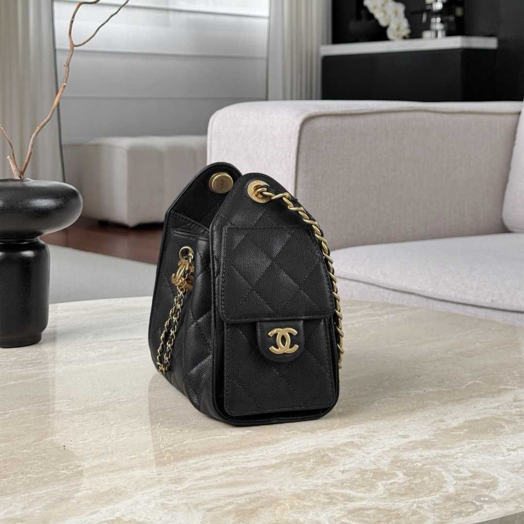 Luxury Designer Bag CC Bag Black Classic 25 Bag Hobo Large Capacity Crossbody Bag Casual Fashion Women's Bag Fashion Trend Handbag Litchi Leather Mini Bag - 3 of 7